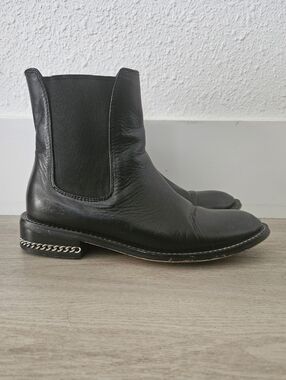 Givenchy Black Leather Ankle Boot Chain Heel Detail